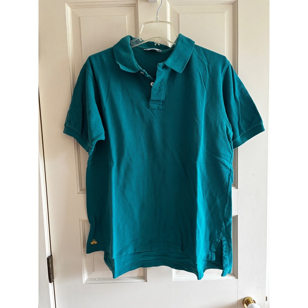 Brooks Brothers Golden Fleece Mens Teal Blue Cotton Pique Polo Made in USA L - Picture 4 of 5